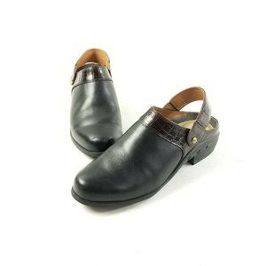 ARIAT BLACK / BROWN LEATHER SPORT MULES SZ 7B